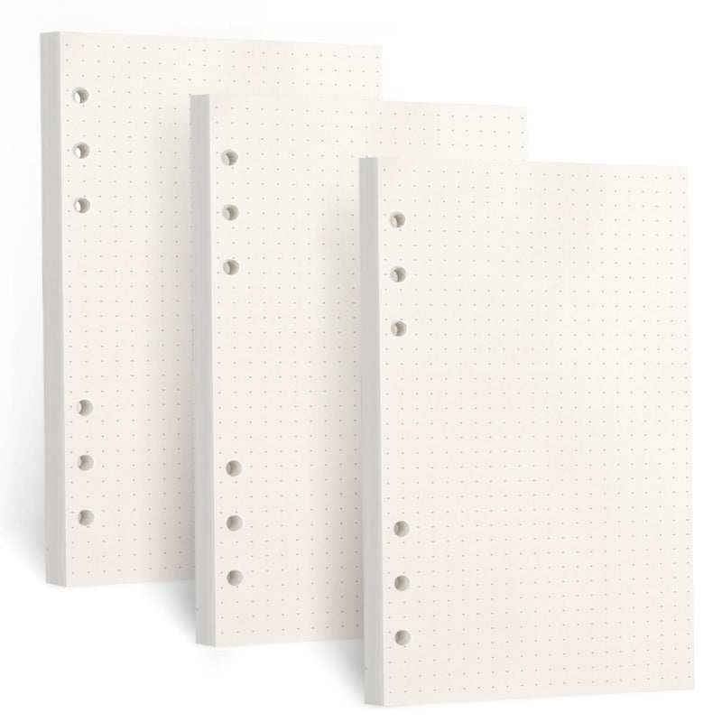 Toplive A6 Refill Paper, [3 Pack] Toplive 100GSM Thick Refillable Paper 6 Hole Filler Inserts Loose Leaf Paper 135 Sheets (270 Pages) for 6 Ring Binder Journal Notebook-Dotted Paper - Image 1